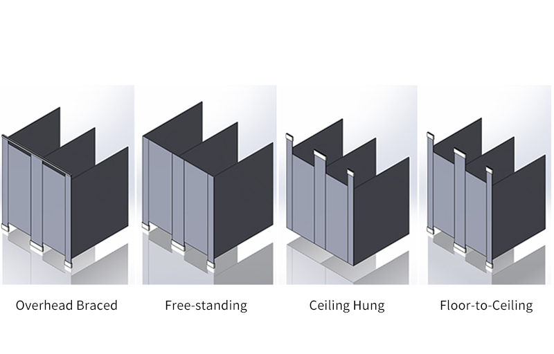 toilet partition system, toilet partition, toilet panel, toilet cubicle, toilet parts